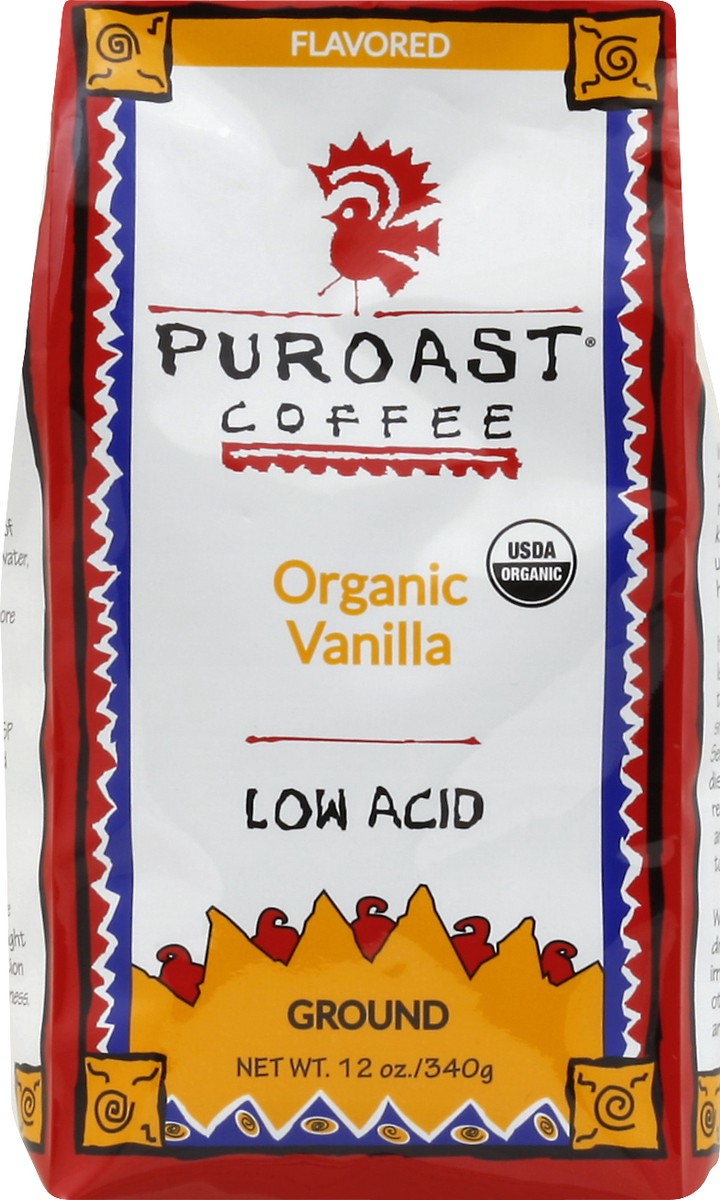 slide 6 of 9, Puroast Organic Low Acid Ground Vanilla Coffee 12 oz, 12 oz