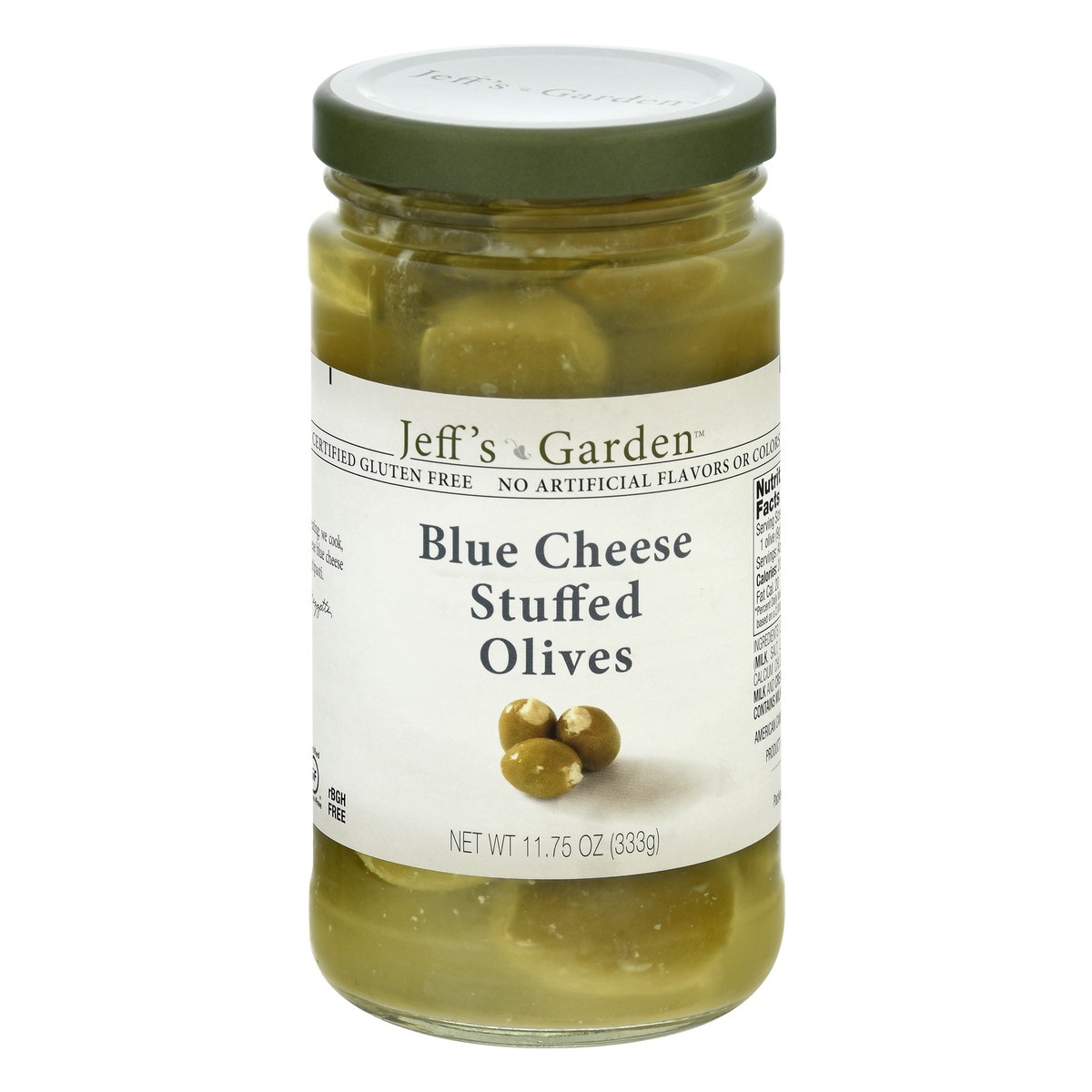 slide 1 of 12, Jeff's Garden Jefferson Bleu Cheese Stuffed Olives, 11.7 oz