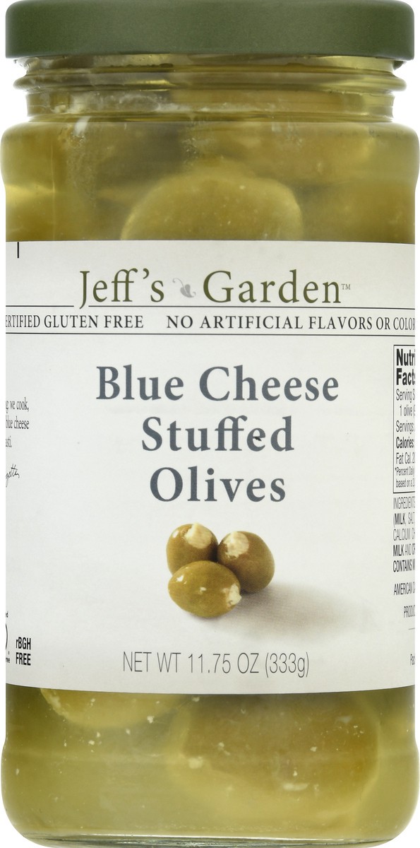 slide 5 of 12, Jeff's Garden Jefferson Bleu Cheese Stuffed Olives, 11.7 oz
