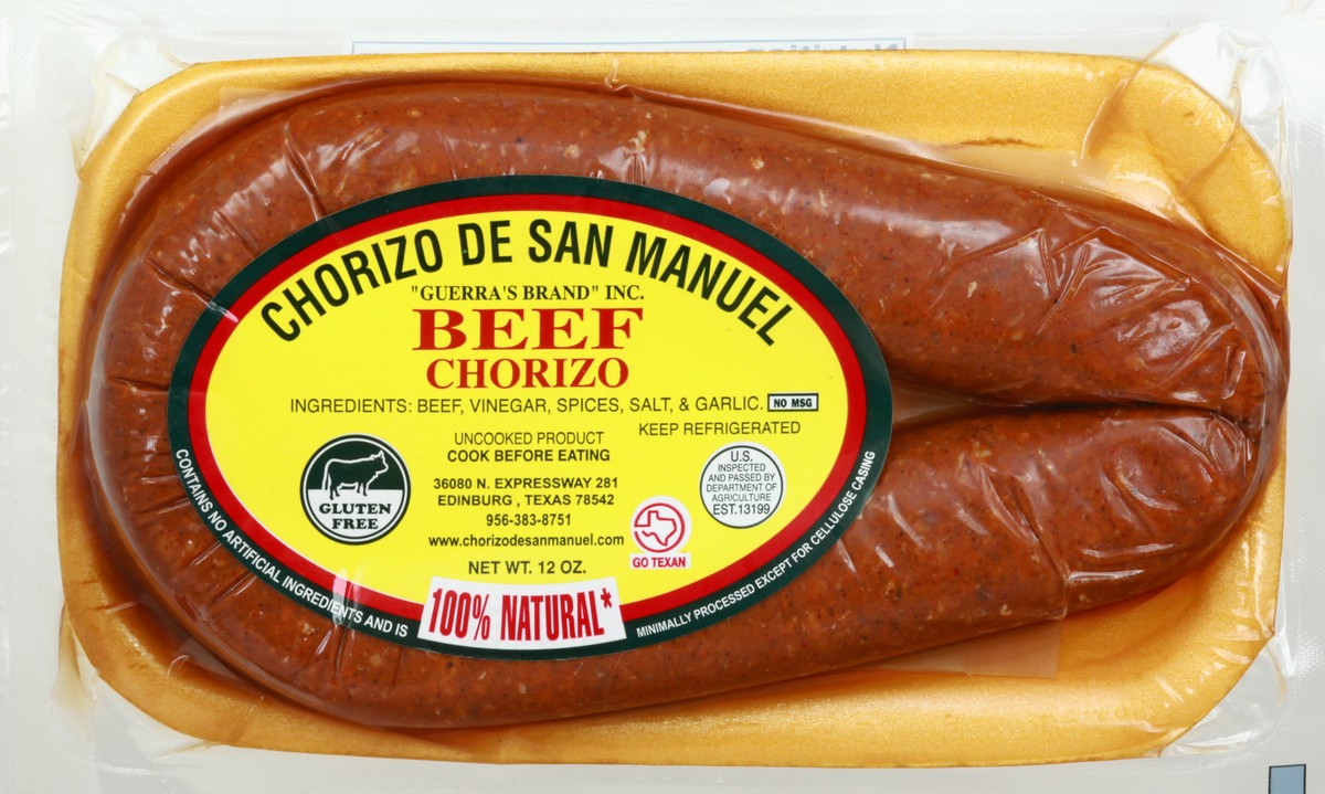 slide 1 of 13, Guerra Brands Beef Chorizo 12 oz, 12 oz