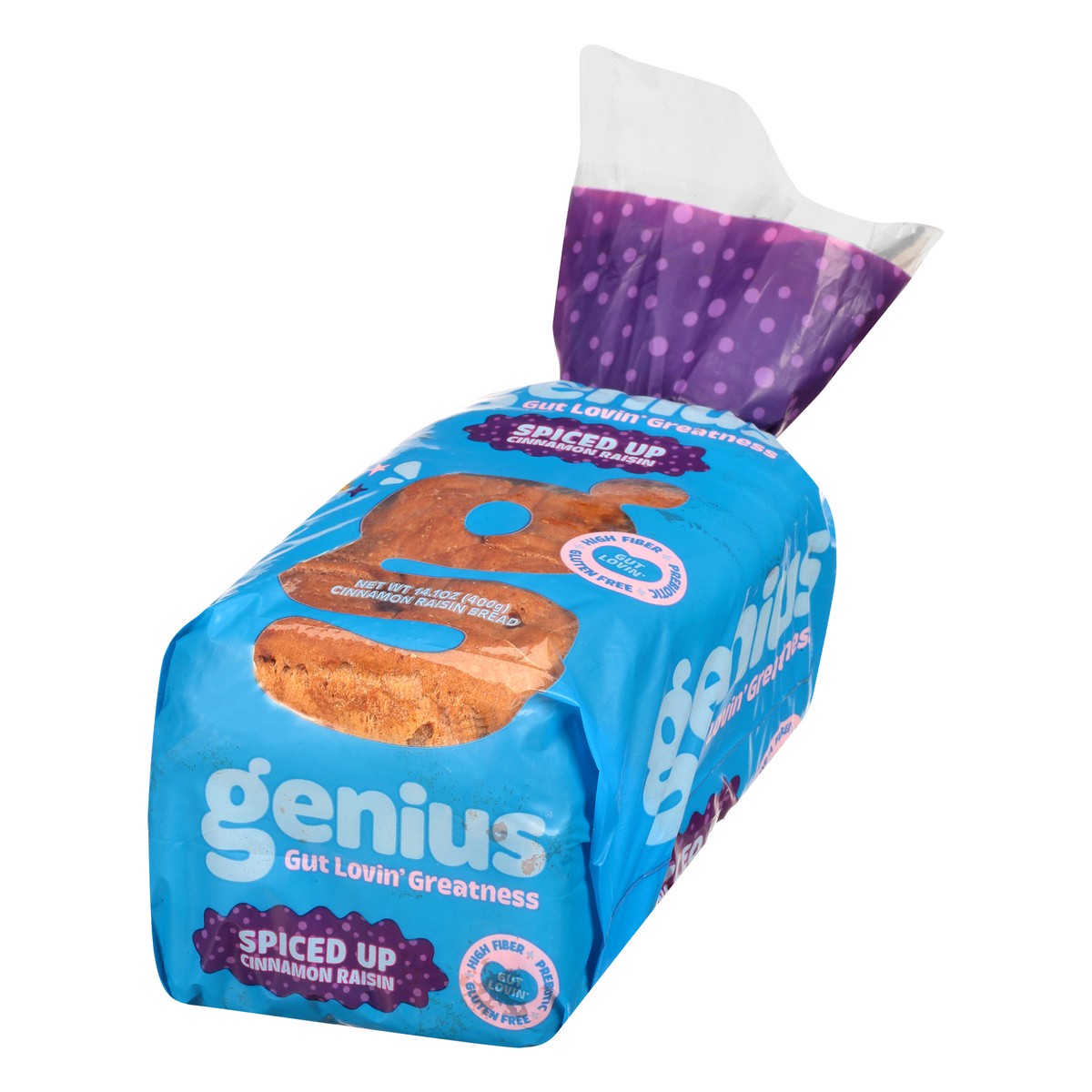 slide 2 of 9, Genius Bread, Cinnamon Raisin, Spiced Up, 14.1 oz