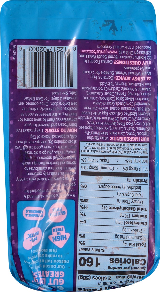 slide 7 of 9, Genius Bread, Cinnamon Raisin, Spiced Up, 14.1 oz