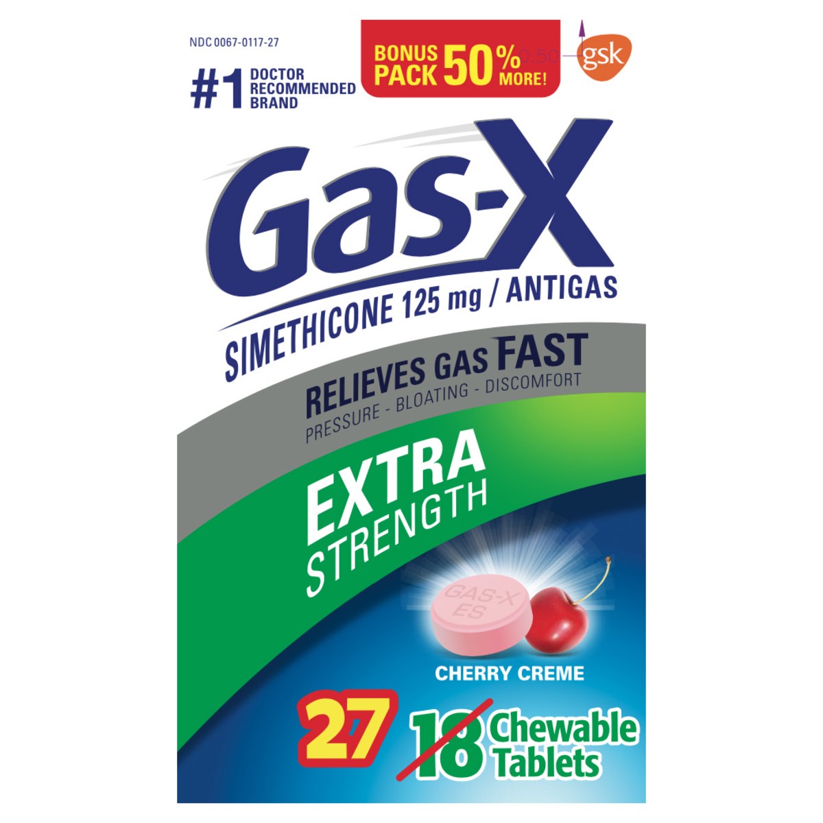 slide 1 of 2, Gas-X Tablets Extra Strength Cherry Creme Antigas 27 ea, 27 ct