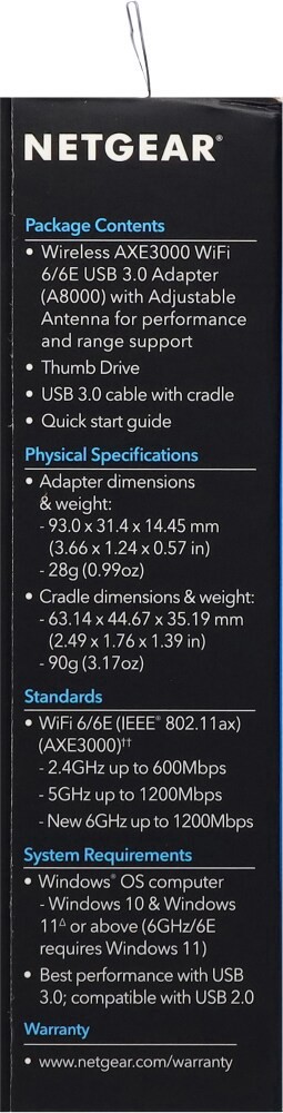 slide 6 of 6, NETGEAR Nighthawk AXE3000 Tri-Band WiFi USB Adapter 1 ea, 1 ct