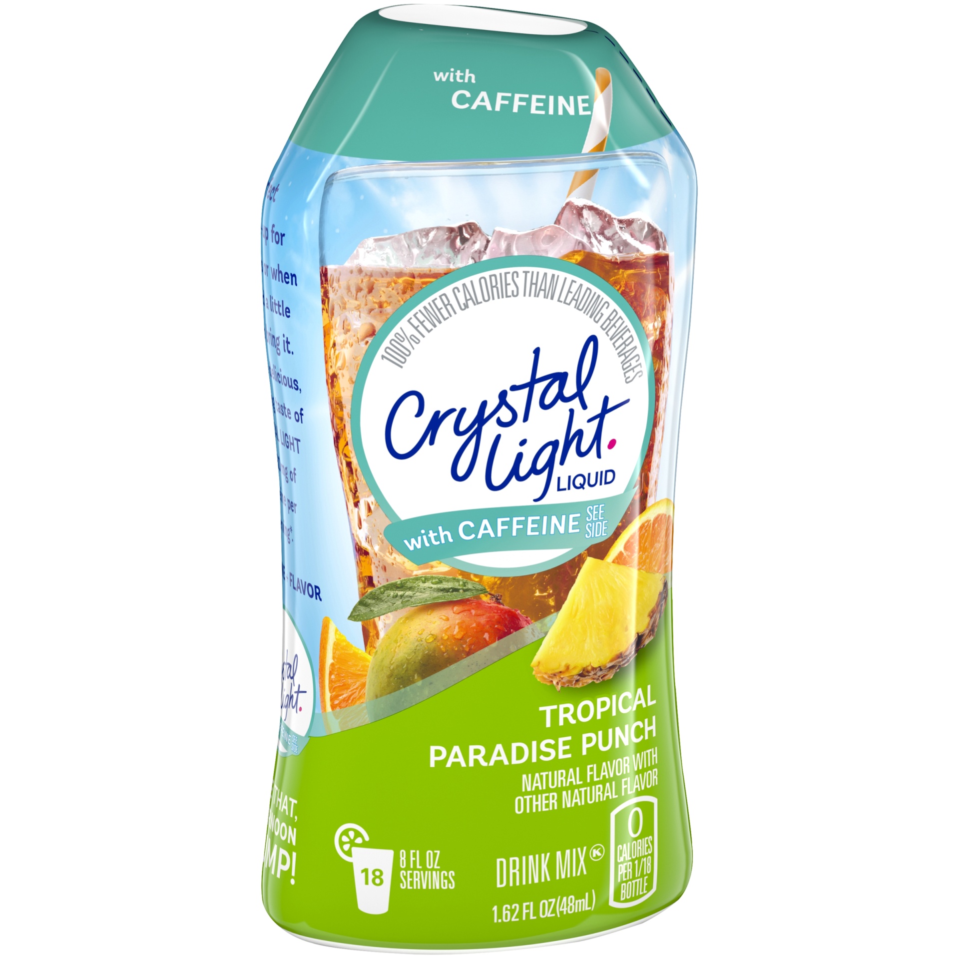 slide 3 of 7, Crystal Light Liquid Tropical Paradise Punch Naturally Flavored Drink Mix with Caffeine, 1.62 fl oz