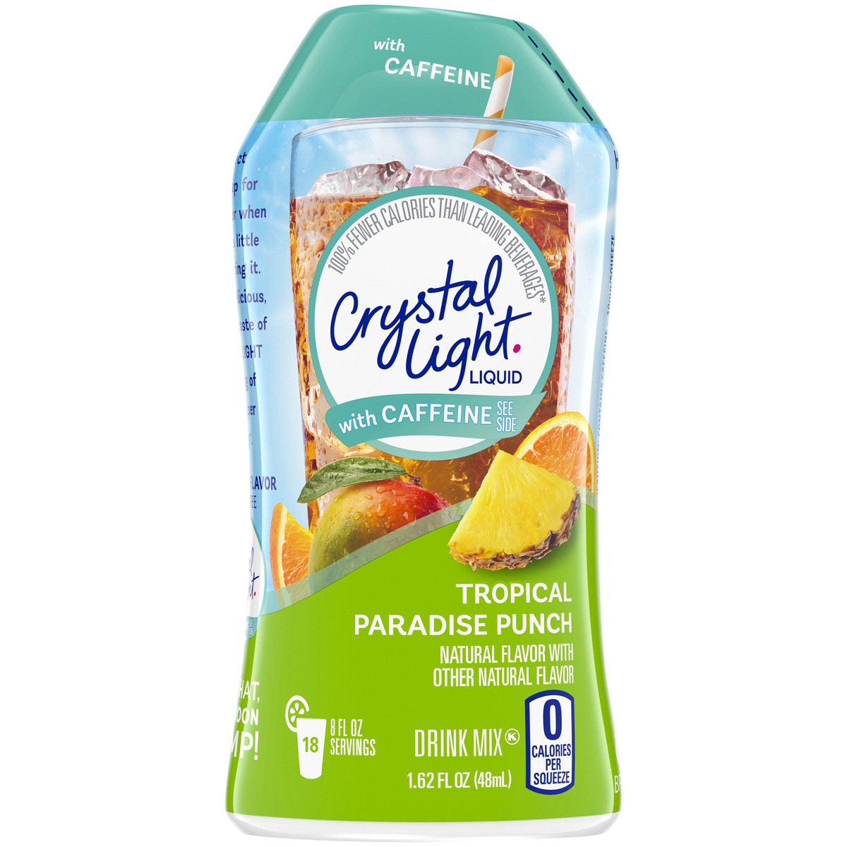 slide 5 of 9, Crystal Light Liquid Tropical Paradise Punch Naturally Flavored Drink Mix with Caffeine, 1.62 fl oz Bottle, 1.62 fl oz