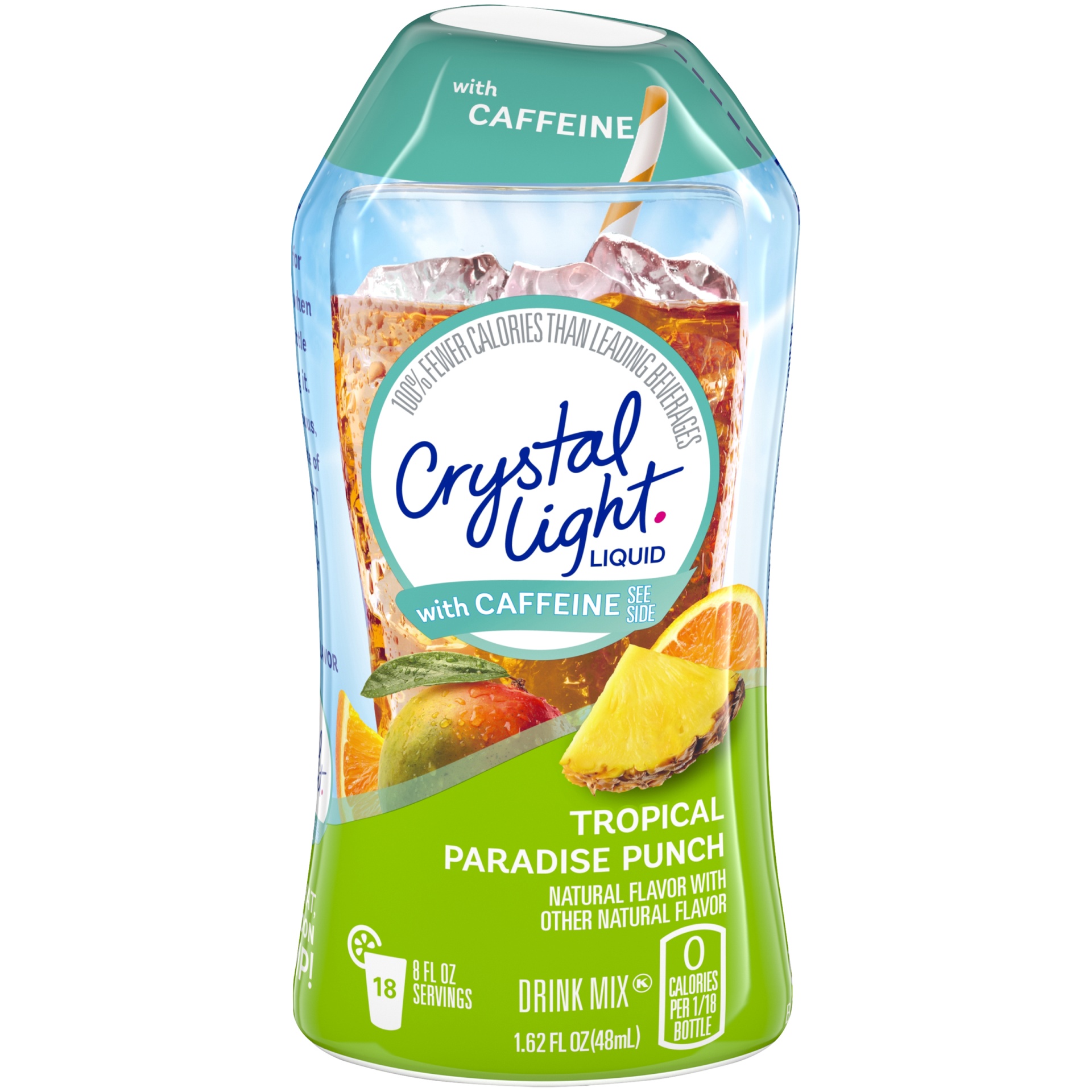 slide 1 of 7, Crystal Light Liquid Tropical Paradise Punch Naturally Flavored Drink Mix with Caffeine, 1.62 fl oz