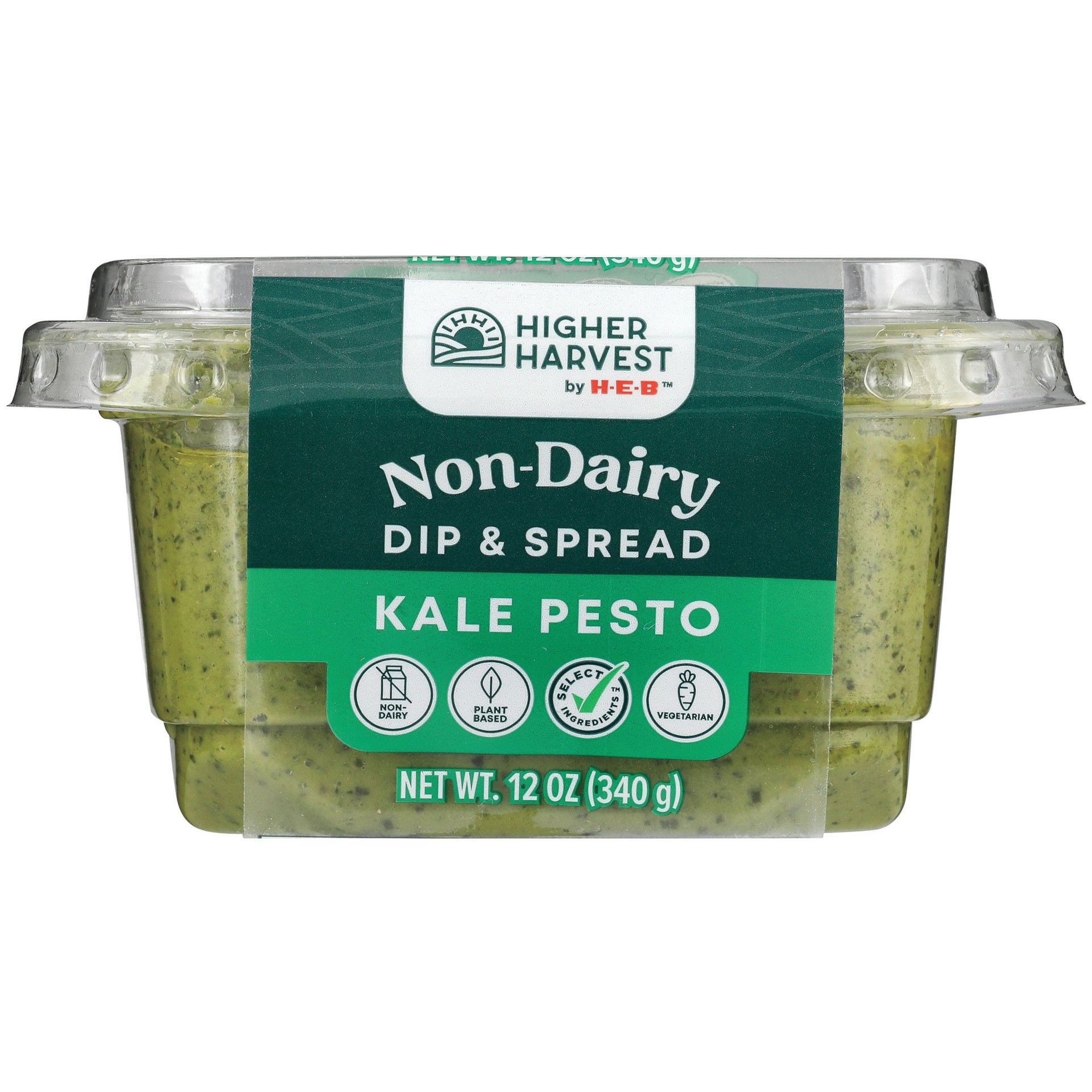 slide 1 of 1, Higher Harvest by H-E-B Non-Dairy Dip & Spread - Kale Pesto, 12 oz
