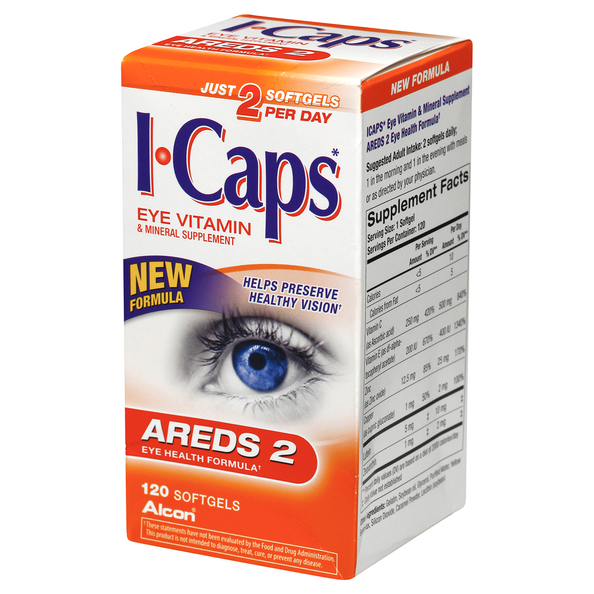 slide 4 of 7, Alcon I-Caps Eye Vitamin AREDS 2 Formula Softgels, 120 ct