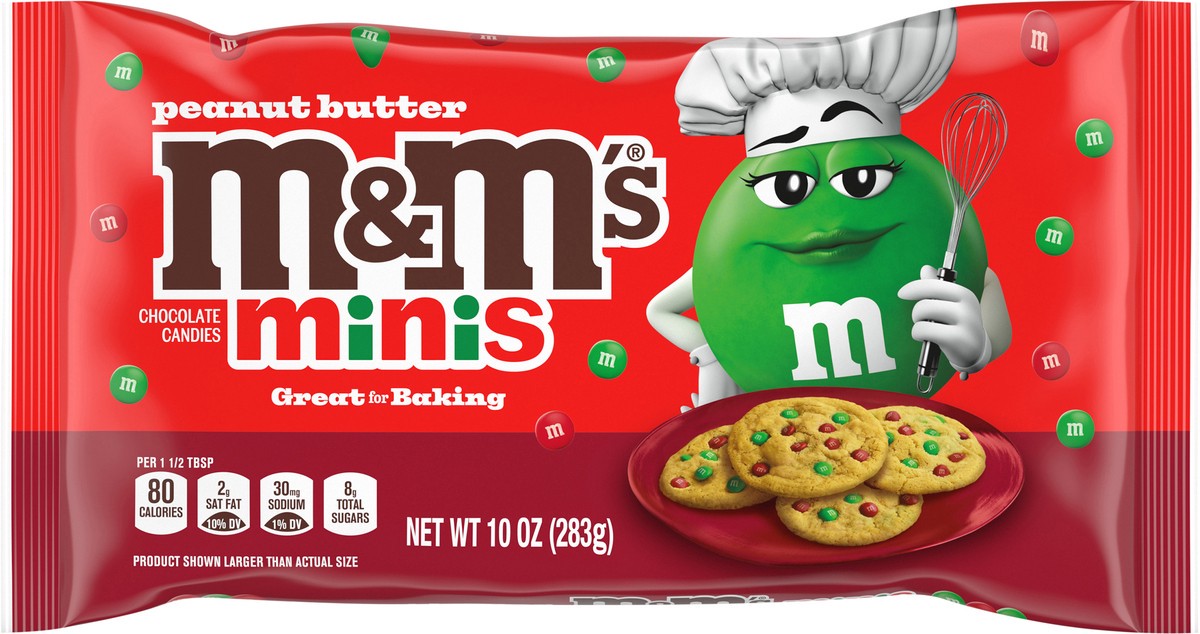 slide 5 of 13, M&M's Minis Peanut Butter Milk Chocolate Red & Green Christmas Candy, 10 Oz Bag, 10 oz
