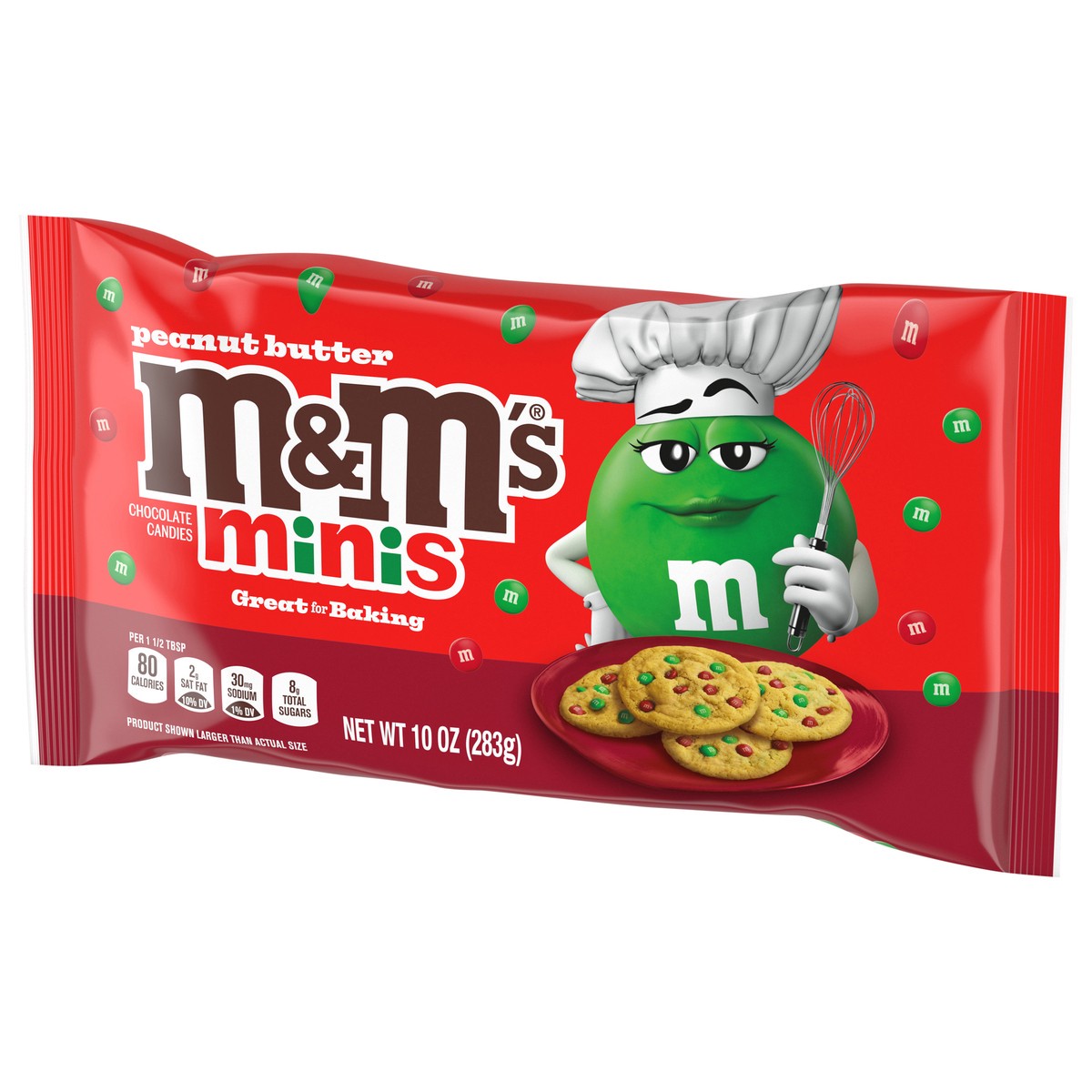 slide 6 of 13, M&M's Minis Peanut Butter Milk Chocolate Red & Green Christmas Candy, 10 Oz Bag, 10 oz