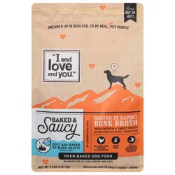 I and Love and You Baked & Saucy Oven Baked Coated in Savory Bone Broth with Chicken + Sweet Potato Dog Food 4 lb