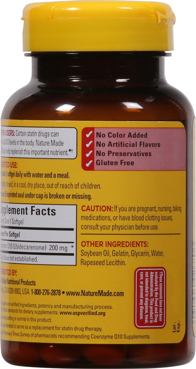 slide 3 of 9, Nature Made CoQ10 200mg, Dietary Supplement for Heart Health Support, 80 Softgels, 80 Day Supply, 80 ct