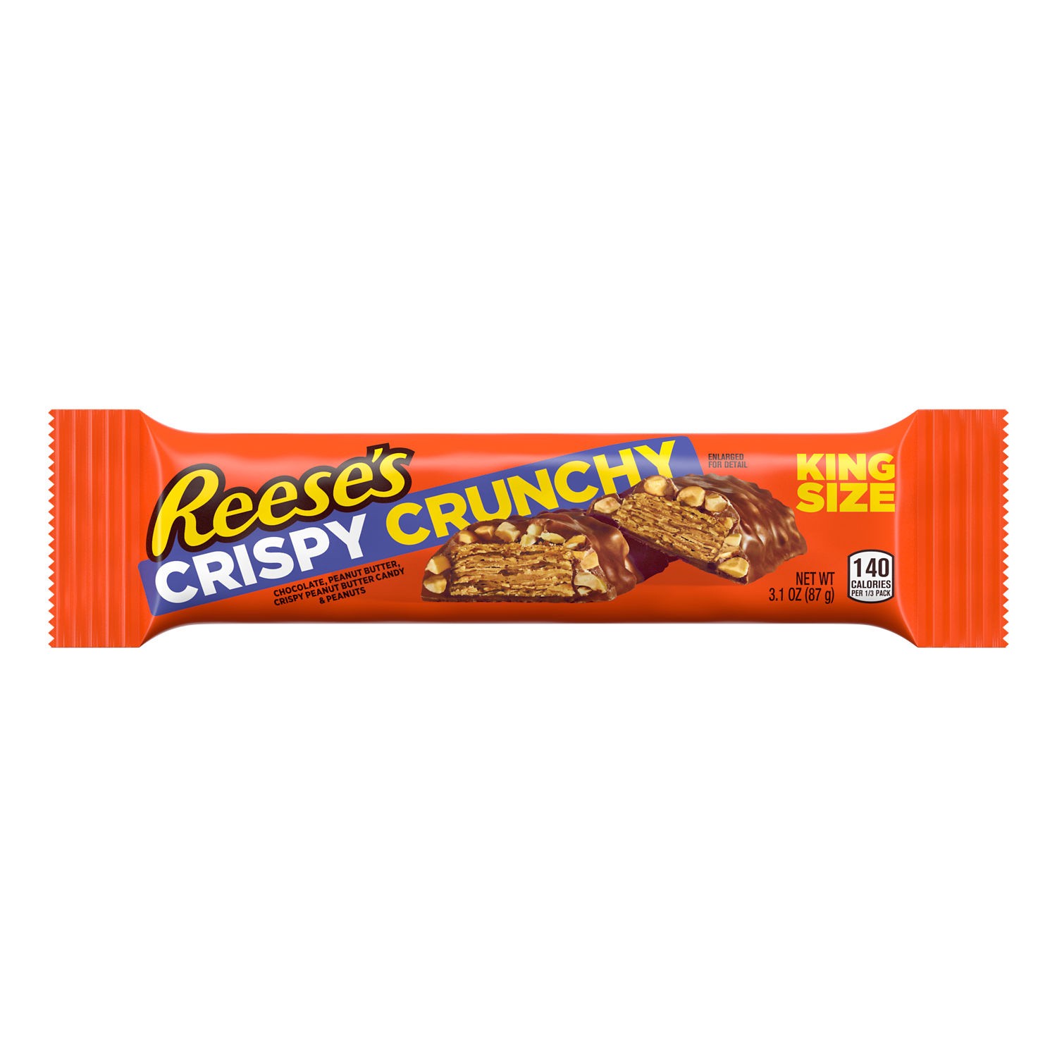 slide 1 of 6, Reese's Crispy Crunchy Chocolate, Peanut Butter and Peanut King Size, Candy Bar, 3.1 oz, 3.1 oz