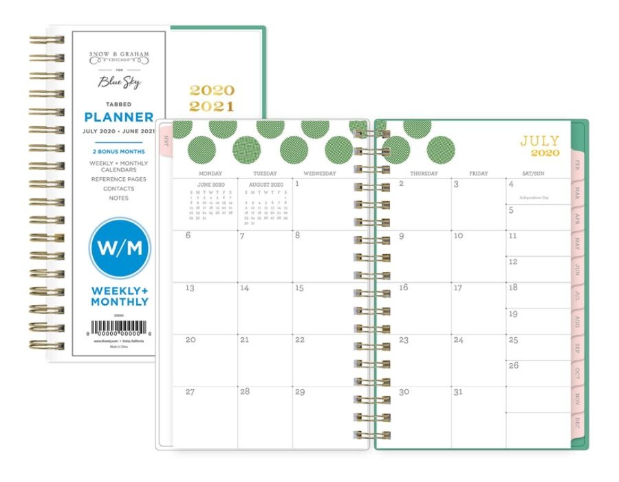 slide 2 of 4, Blue Sky Snow And Graham Frosted Weekly/Monthly Planner, 3-5/8'' X 6-1/8'', Multicolor, July 2020 To June 2021, 120903, 1 ct