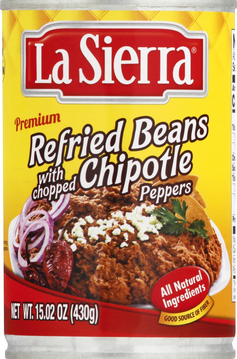 slide 1 of 9, La Sierra Premium Refried Beans with Chopped Chipotle Peppers 15.02 oz, 15.02 oz