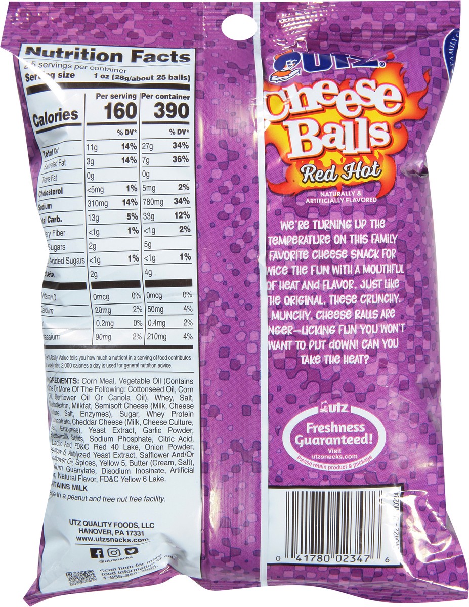 slide 8 of 9, Utz Red Hot Cheese Balls, 2.5 oz