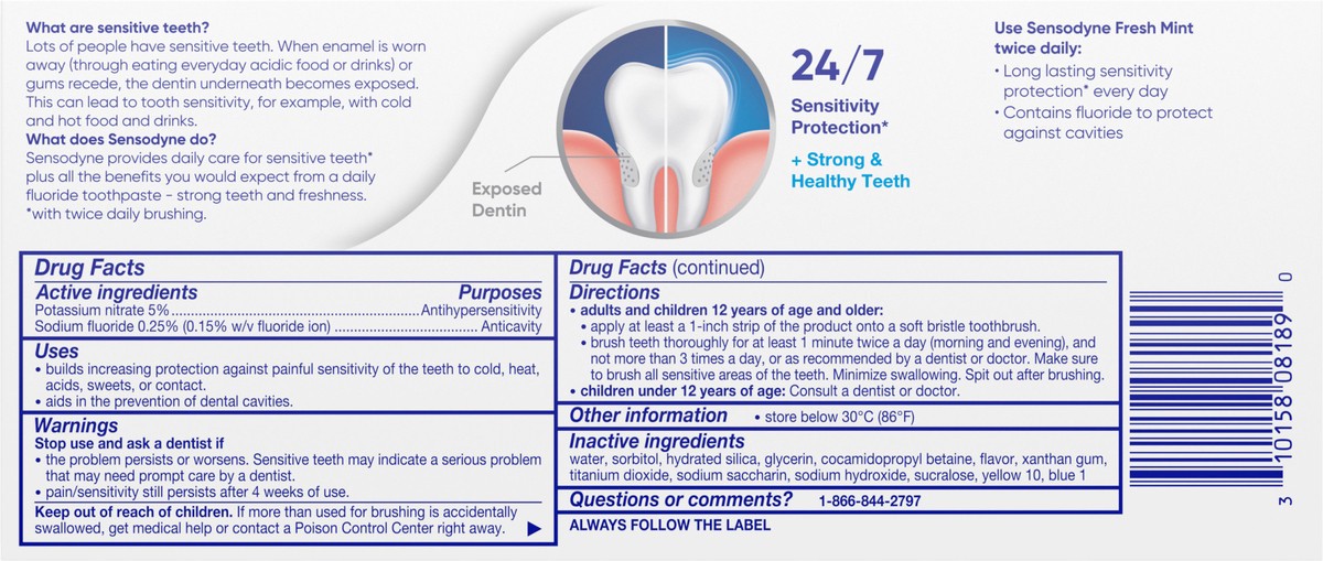 slide 5 of 9, Sensodyne Fresh Mint Sensitive Toothpaste, 4 Ounces x 2, 8 oz