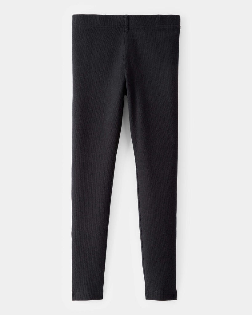 slide 3 of 3, Carter's Carters Kid Solid Cotton Ribbed Stretch Leggings - Black Black 8, 1 ct