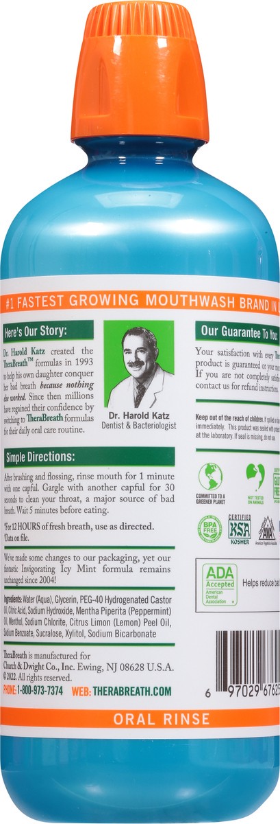 slide 3 of 9, TheraBreath Fresh Breath Mouthwash, Icy Mint, Alcohol-Free, 1 Liter, 1 liter