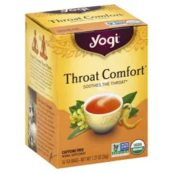 Yogi Throat Comfort Caffeine Free Herbal Supplement 16 Tea Bags