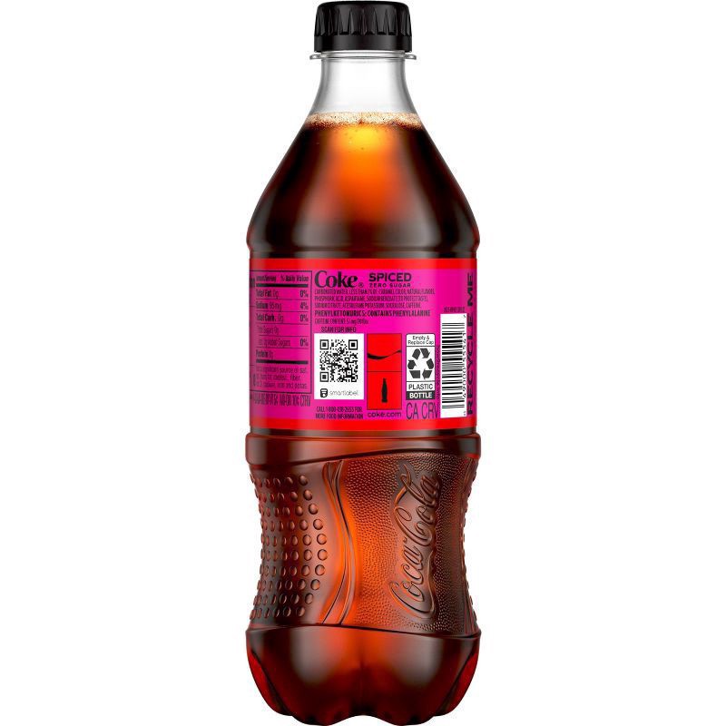 slide 4 of 8, Coca-Cola Zero Sugar Spiced Bottle, 20 fl oz, 20 oz