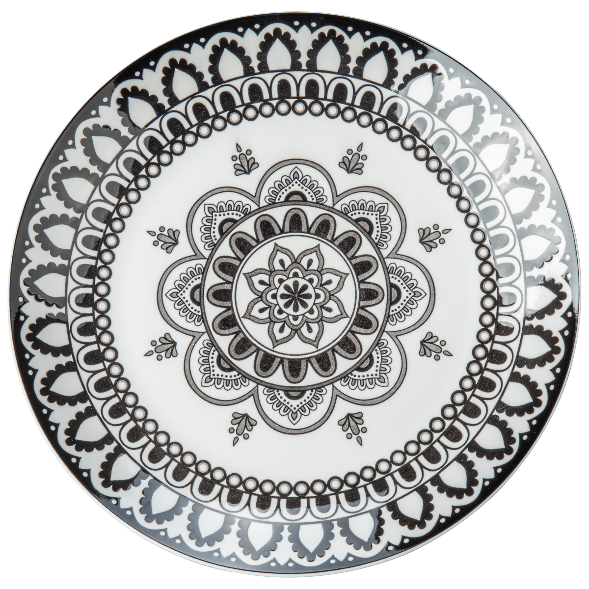 slide 1 of 1, BIA Arabesque Black Dinner Plates, 10.5", 4 ct
