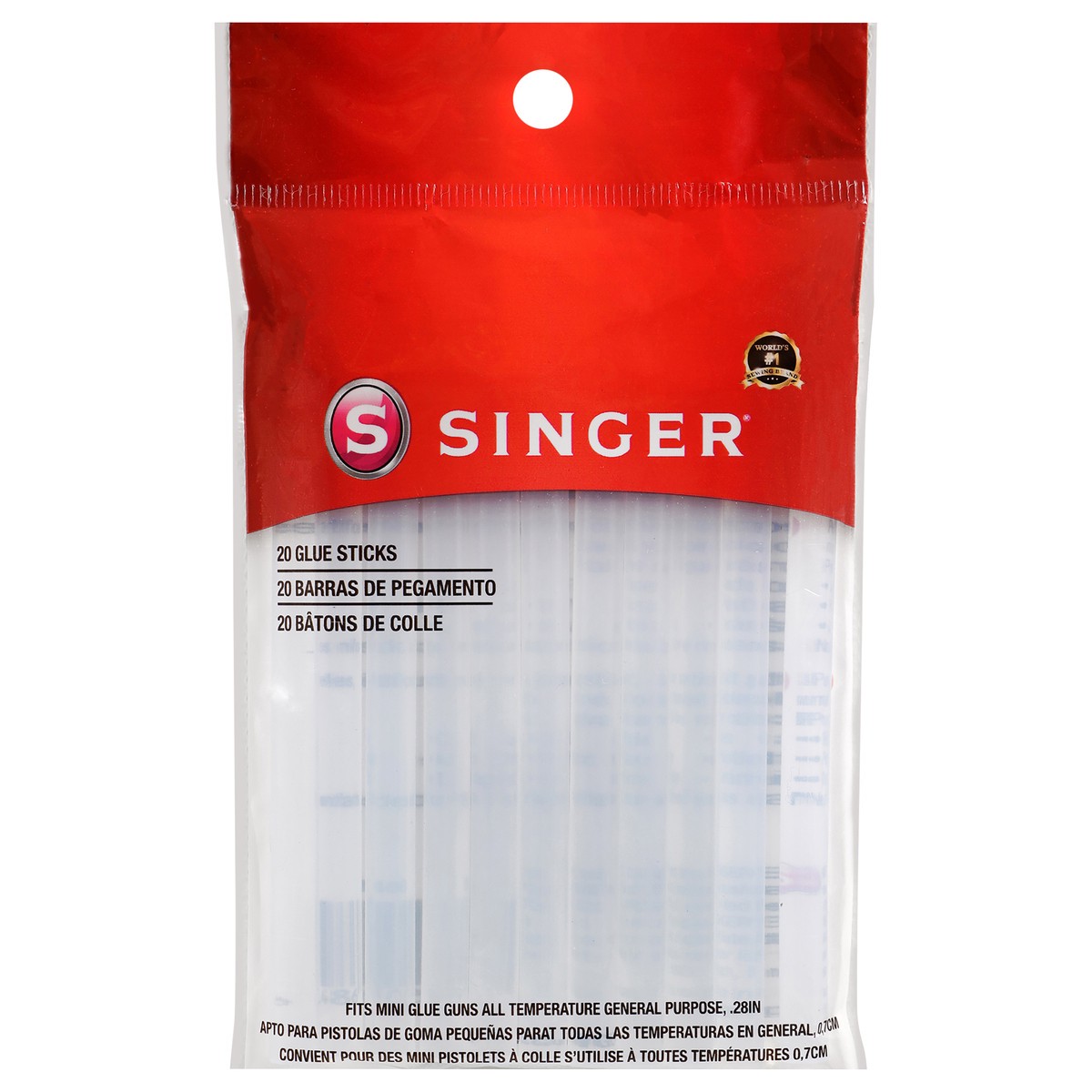 slide 2 of 3, SINGER Mini Glue Sticks - 0.28" x 4", 20 Count, 20 ct