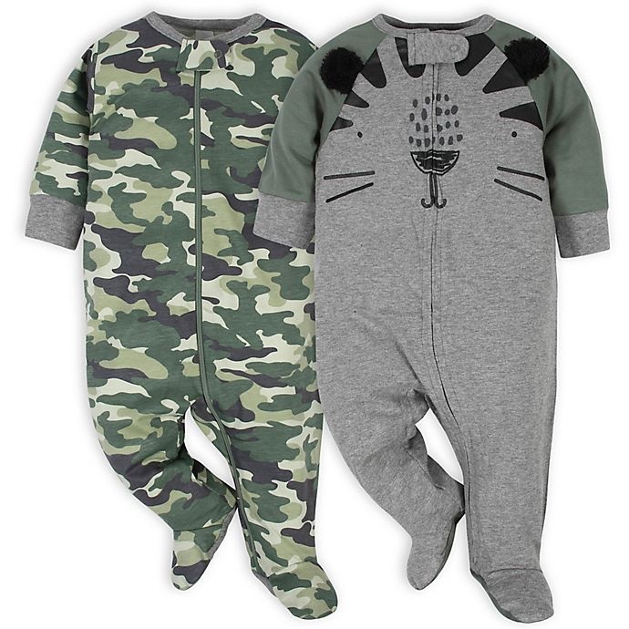 slide 1 of 3, Gerber Newborn Tiger Camo Sleep'n Plays, 2 ct