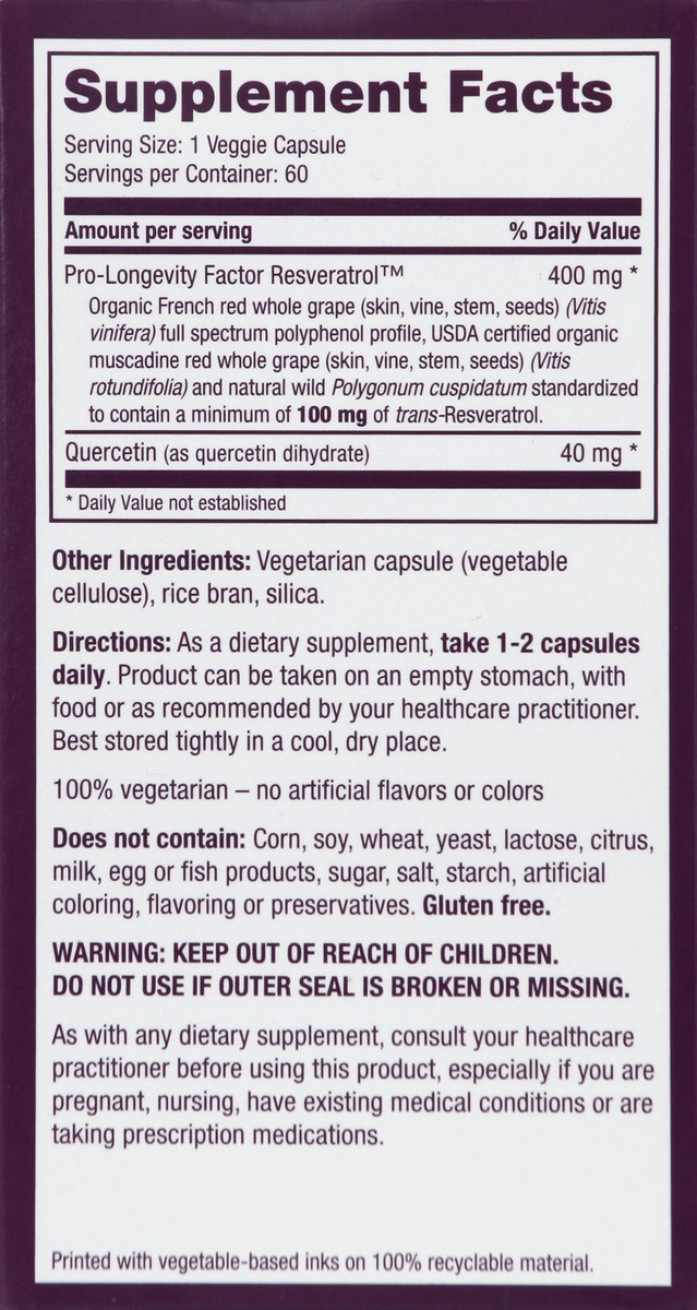 slide 3 of 5, Reserveage Resveratrol 60 ea, 60 ct