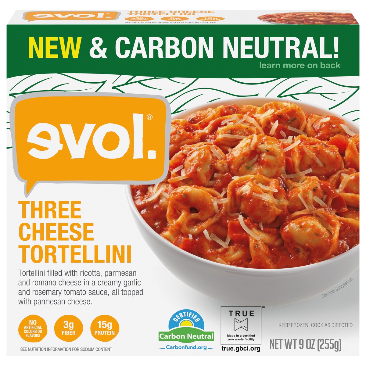 slide 1 of 1, EVOL Three Cheese Tortellini 9 oz, 10 oz