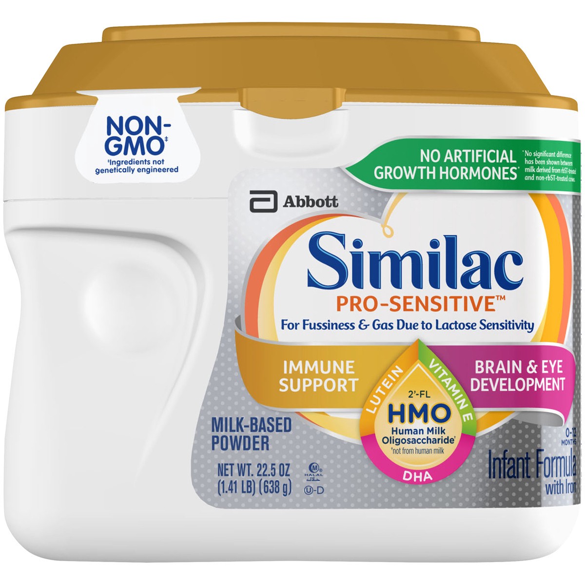 slide 9 of 14, Similac Pro-Sensitive Infant Formula with 2''-FL Human Milk Oligosaccharide* (HMO) for Immune Support, 22.5 ounces, 22.5 oz