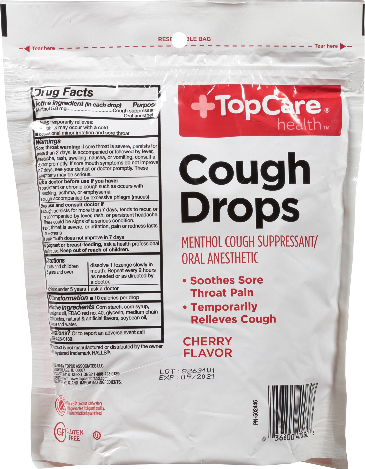 slide 2 of 6, TopCare Menthol Cough Drops, Cherry, 200 ct