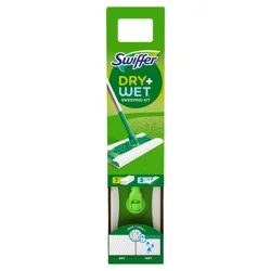 Swiffer Sweeper 2-in-1 Dry + Wet Floor Mopping and Sweeping Kit, Multi-Surface Kit for Floor Cleaning, Kit Includes 1 Sweeper, 7 Dry Sweeping Cloths, 3 Wet Mopping Cloths