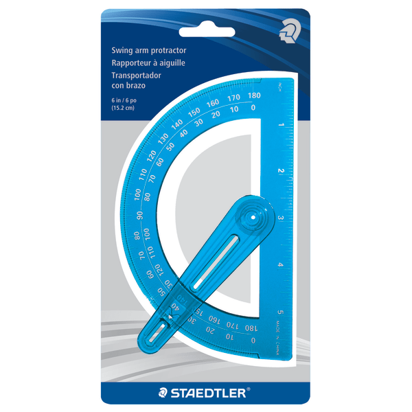 slide 1 of 1, STAEDTLER Plastic Protractor, 6'', Blue, 1 ct
