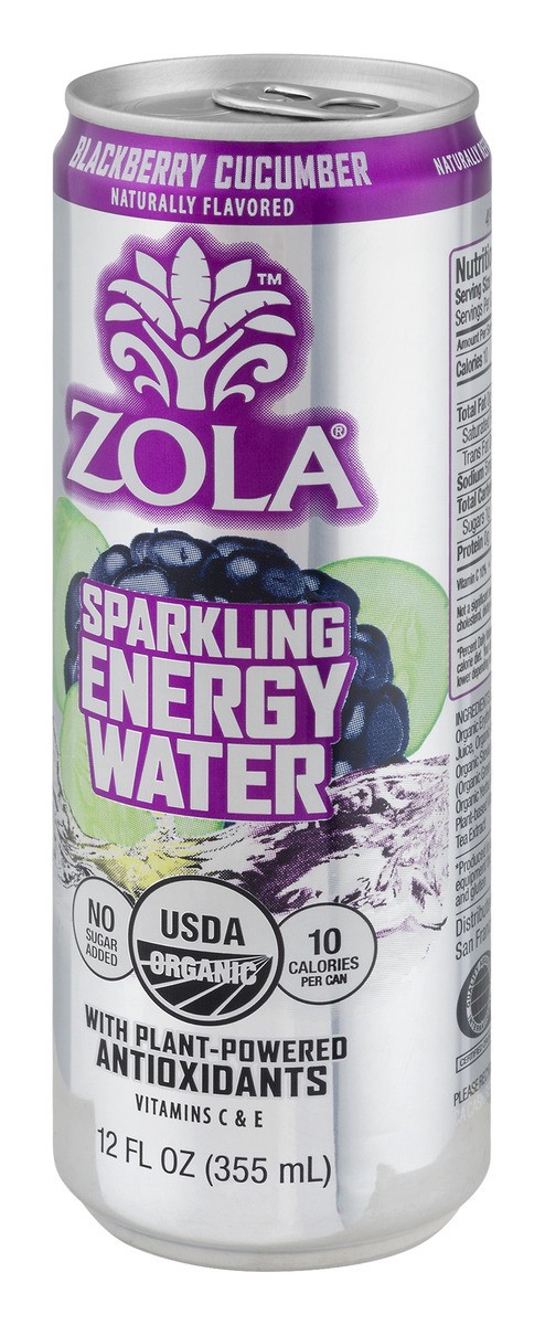 slide 4 of 11, Zola Sparkling Energy Water Blackberry Cucumber, 12 fl oz