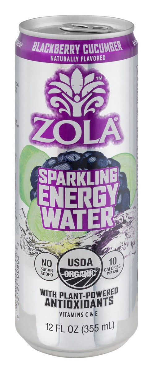 slide 1 of 11, Zola Sparkling Energy Water Blackberry Cucumber, 12 fl oz