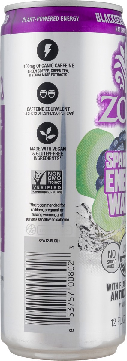slide 8 of 11, Zola Sparkling Energy Water Blackberry Cucumber, 12 fl oz