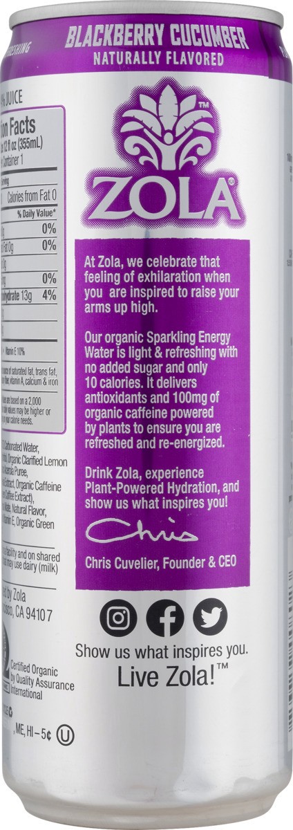 slide 7 of 11, Zola Sparkling Energy Water Blackberry Cucumber - 12 fl oz, 12 fl oz