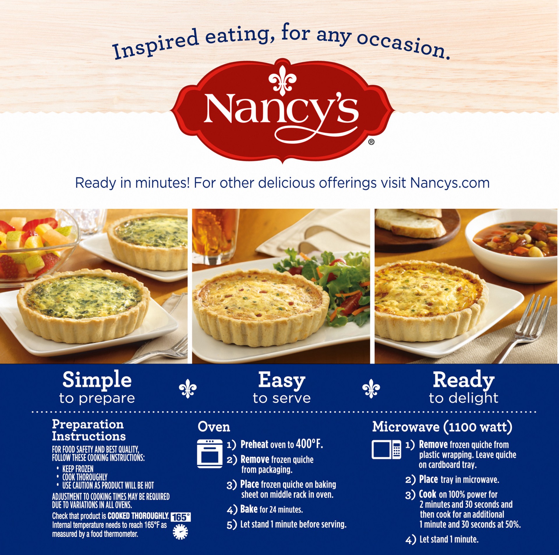 slide 2 of 5, Nancy's Florentine Quiche with Eggs, Swiss Cheese & Spinach Frozen Meal, 6 oz Box, 6 oz