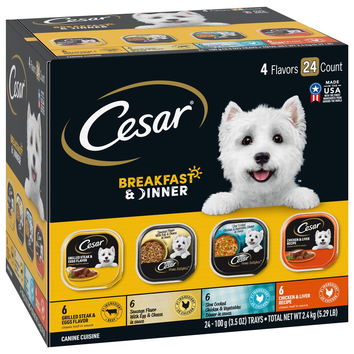 slide 2 of 9, Cesar Breakfast & Dinner Canine Cuisine 24 - 3.5 oz Trays, 3.5 oz