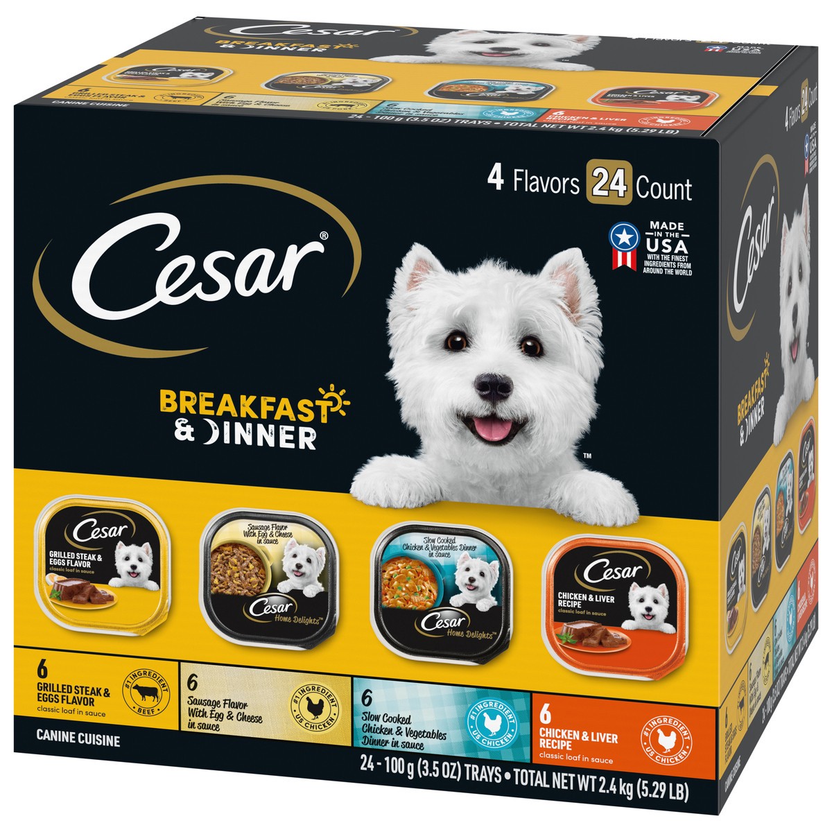 slide 3 of 9, Cesar Breakfast & Dinner Canine Cuisine 24 - 3.5 oz Trays, 3.5 oz