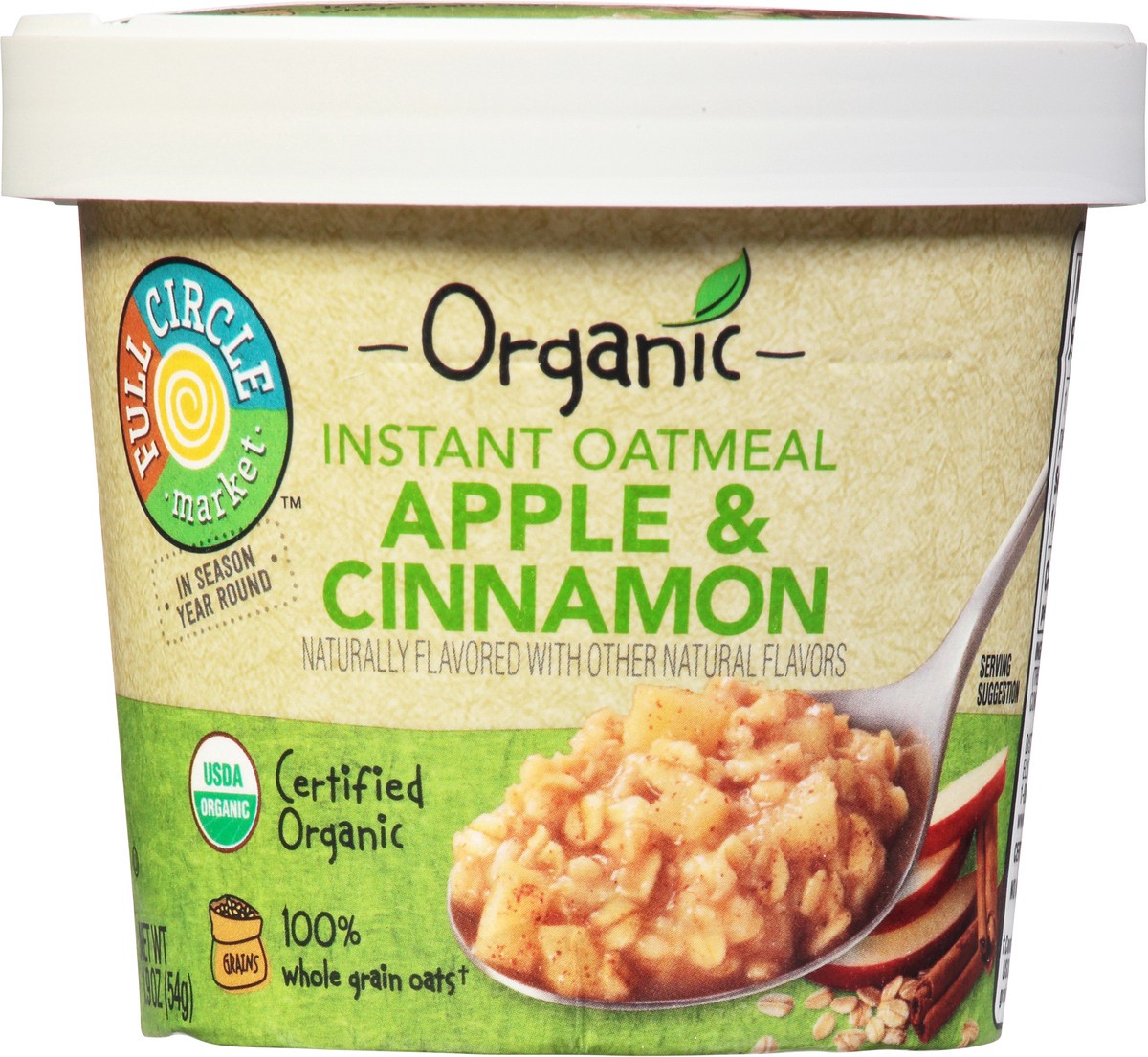 slide 1 of 15, Full Circle Market Organic Instant Apple & Cinnamon Oatmeal 1.9 oz, 1.9 oz