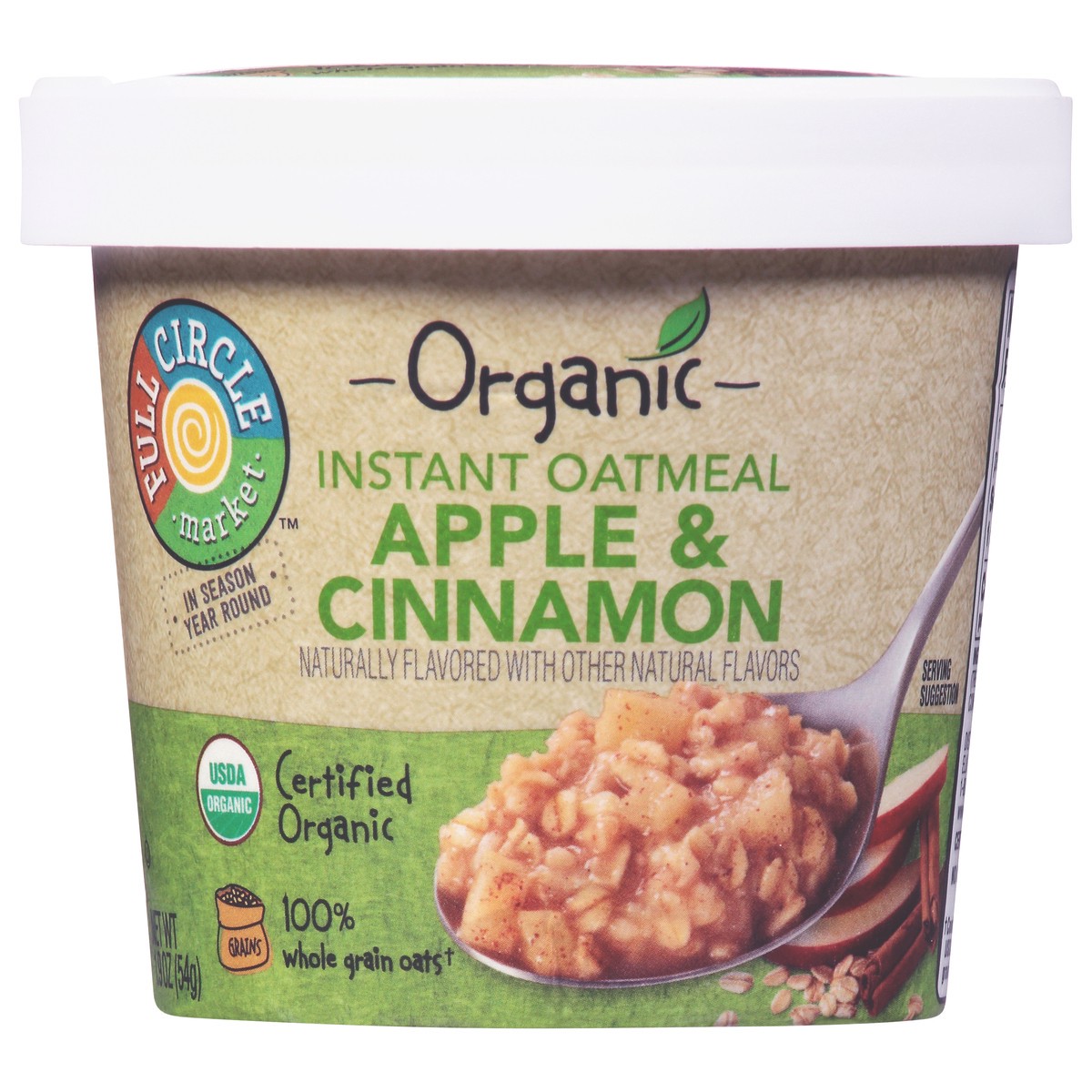 slide 2 of 15, Full Circle Market Organic Instant Apple & Cinnamon Oatmeal 1.9 oz, 1.9 oz