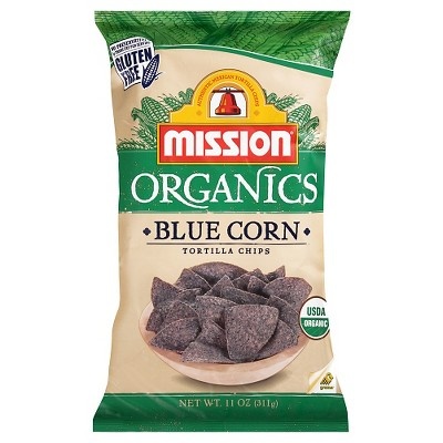 slide 1 of 1, Mission Organic Blue Corn Tortilla Chips, 11 oz