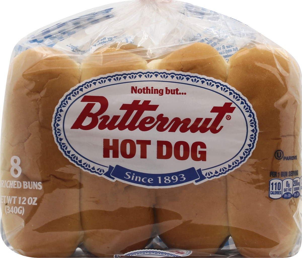slide 5 of 9, Butternut Hot Dog Enriched Buns 8 ea, 8 ct