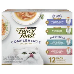 Purina Fancy Feast Lickable Appetizers and Broths Collection Grain Free Wet Cat Food Topper Variety Pack