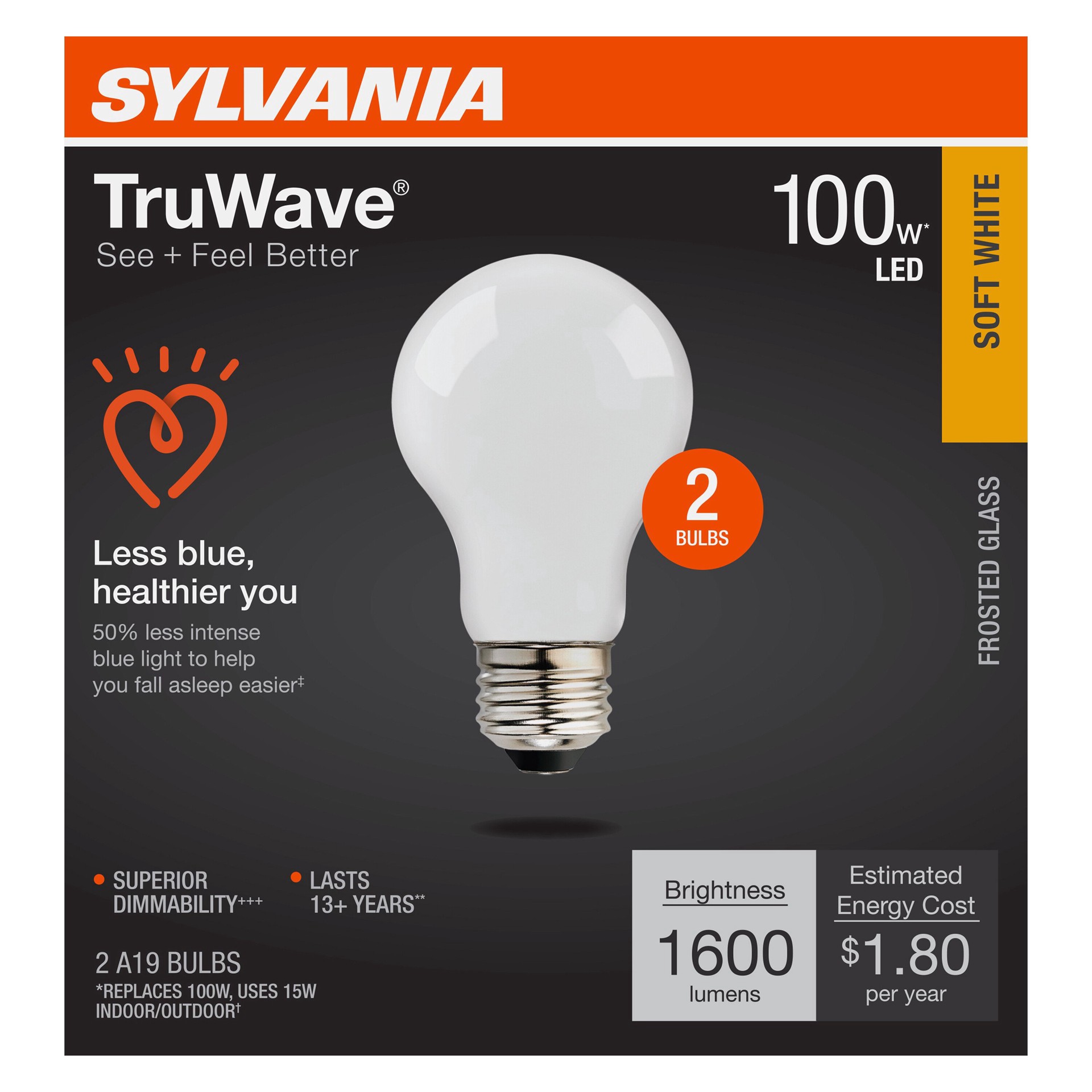 slide 1 of 1, Sylvania 100W Truwave Bulb, 2 ct