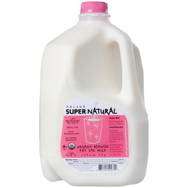 slide 1 of 1, Kalona Supernatural Organic Reduced Fat 2% Milk, 1 gal