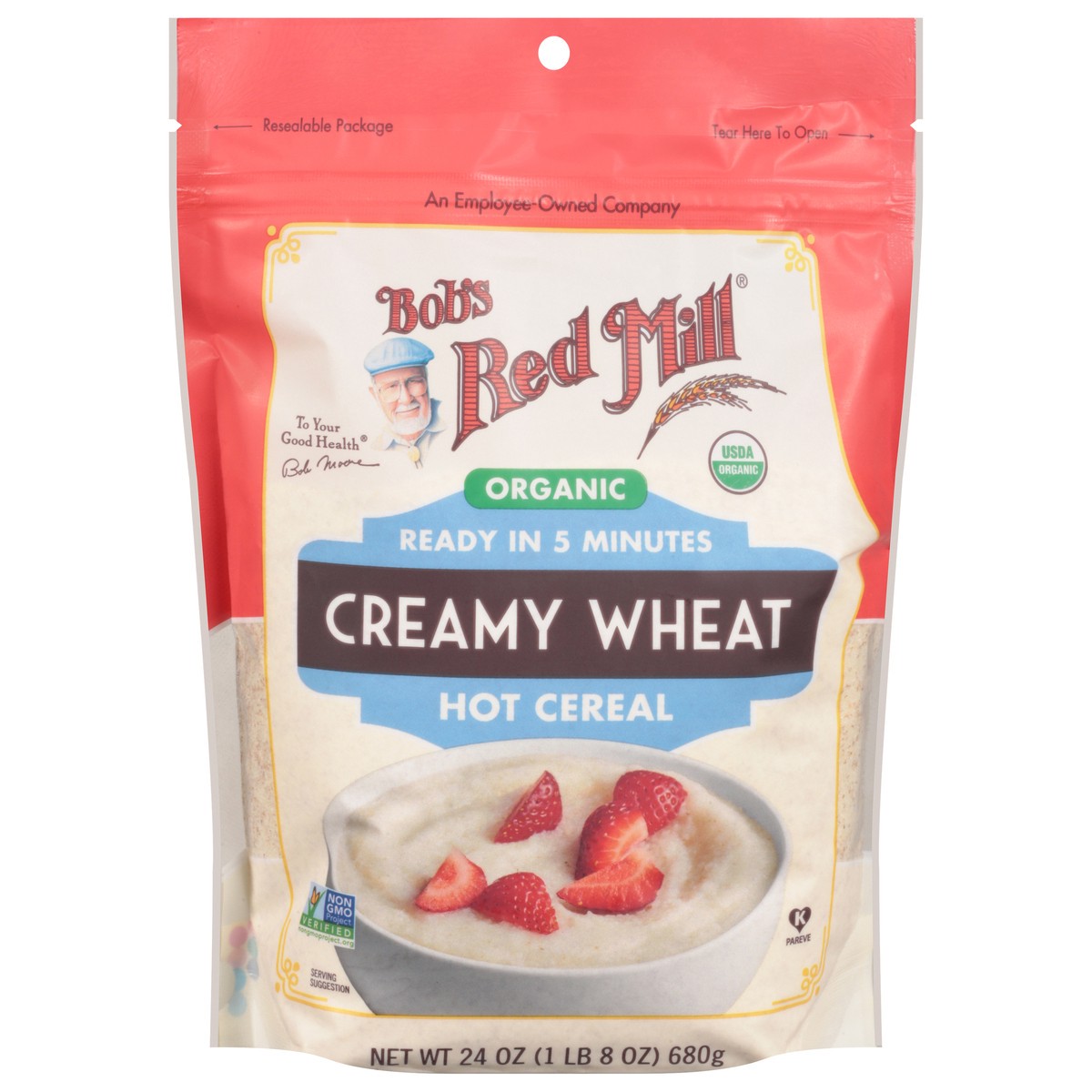 slide 1 of 12, Bob's Red Mill Organic Creamy Wheat Hot Cereal 24 oz, 24 oz